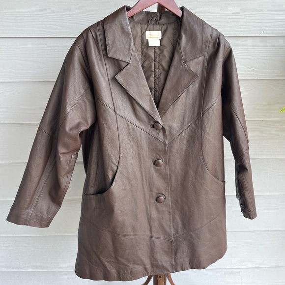 Vintage Roaman’s Brown Leather Jacket - Picture 1 of 5